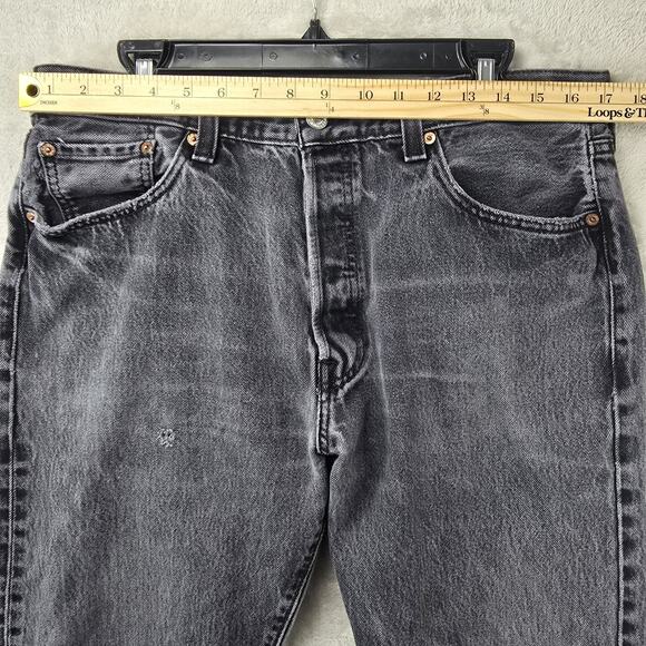 Levis 501 Jeans Mens 38x34 (Fits 34x30) Black Button Fly Straight Denim Y2K - Picture 12 of 16